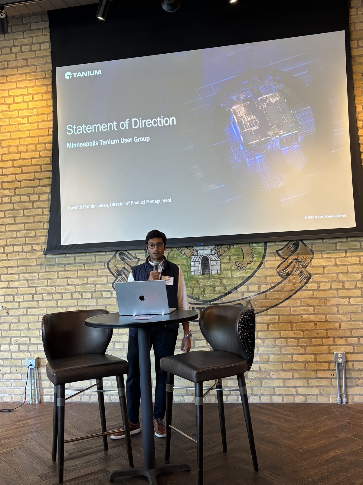 Navnith presenting Statement of Direction at Minneapolis Tanium User Group